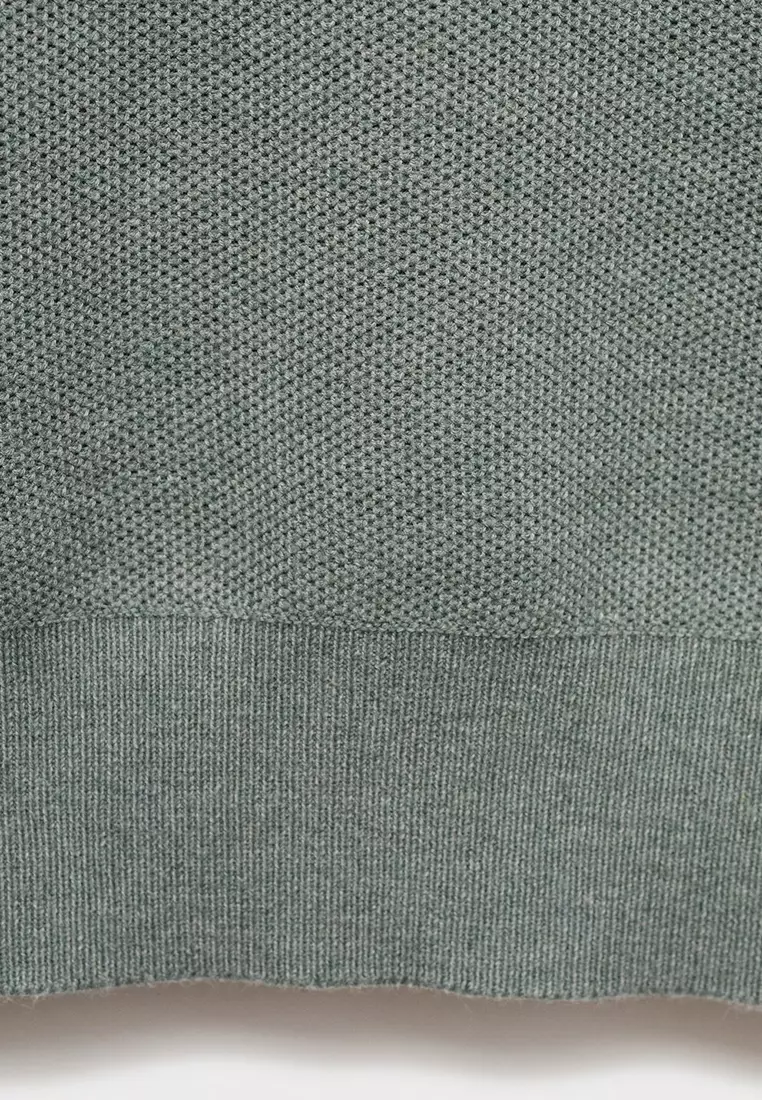 Microstructure Sweater With Zipper Collar