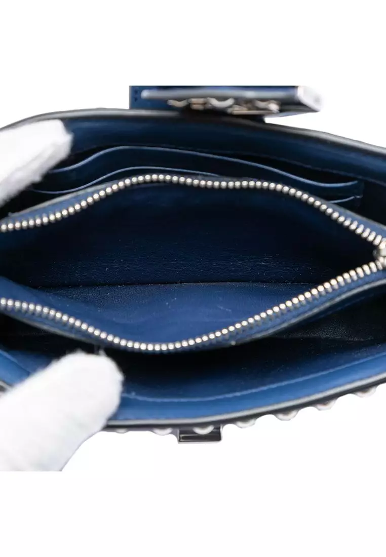 Pre-Loved Prada City Calfskin Studded Elektra Turn Lock Clutch