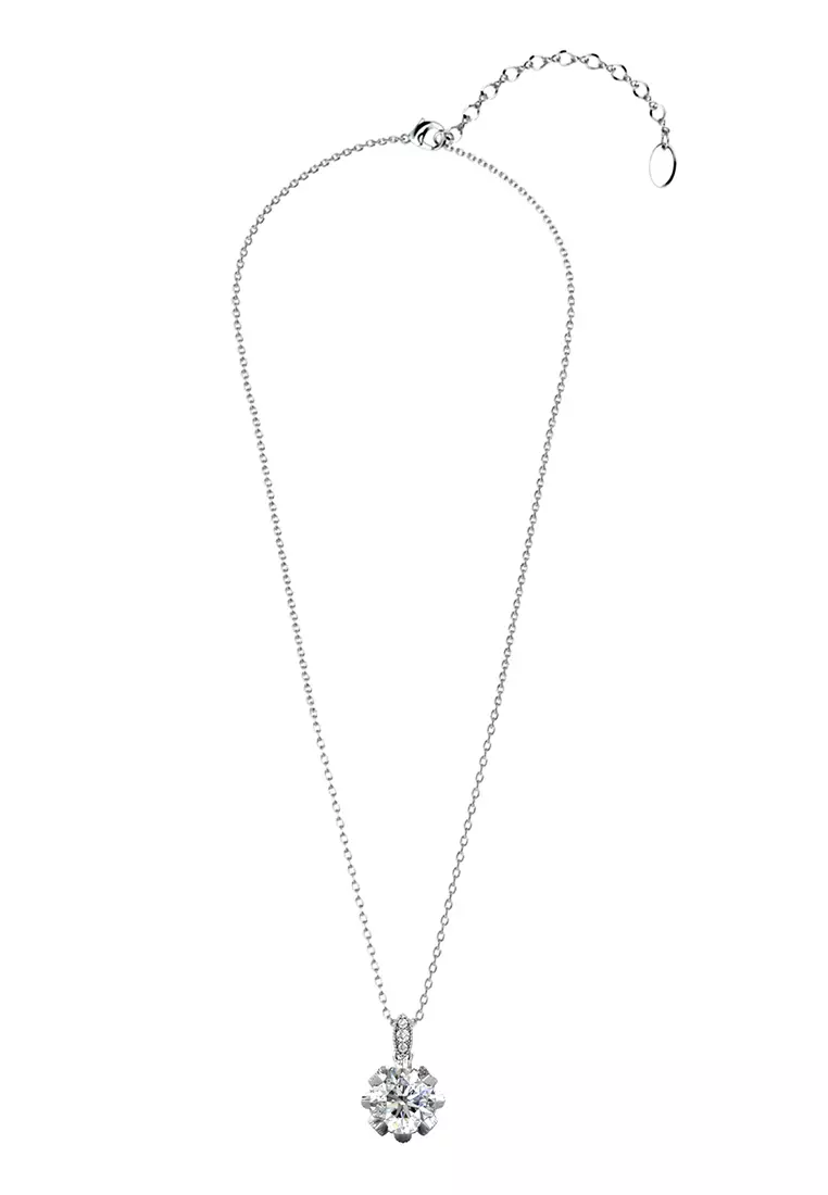 Berlian Moissanite Le Delicate Pendant [GRA CERTIFICATE MOISSANITE DIAMOND] - Kalung Moissanite Diamond 1 CT Silver 925 CELESTA by Her Jewellery