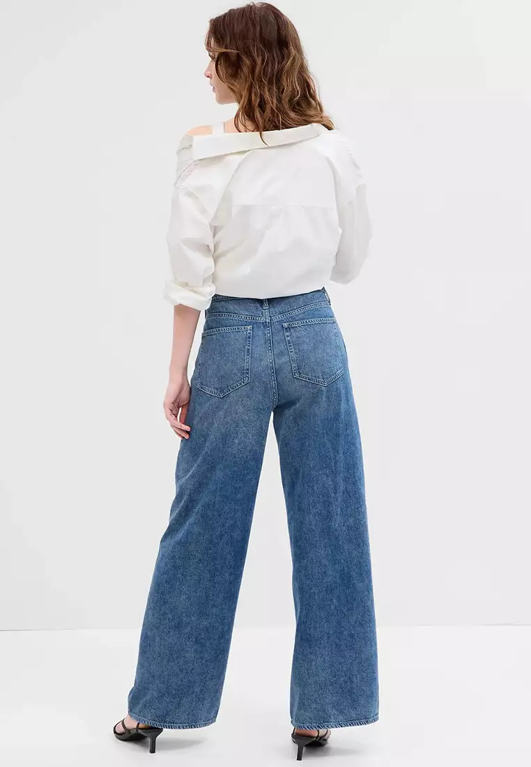High Rise Wide-Leg Jeans With Washwell