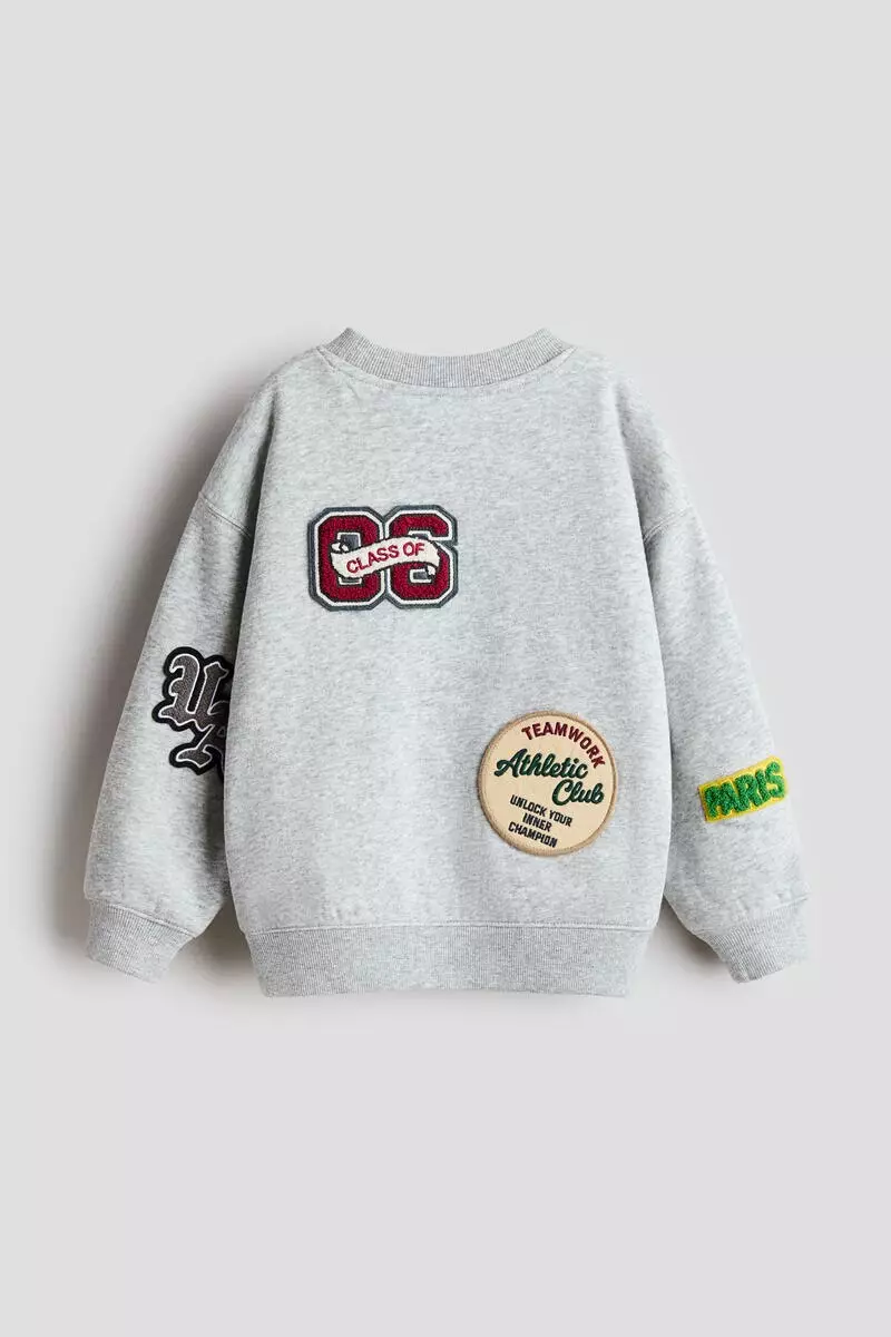 Appliquéd brushed-inside sweatshirt