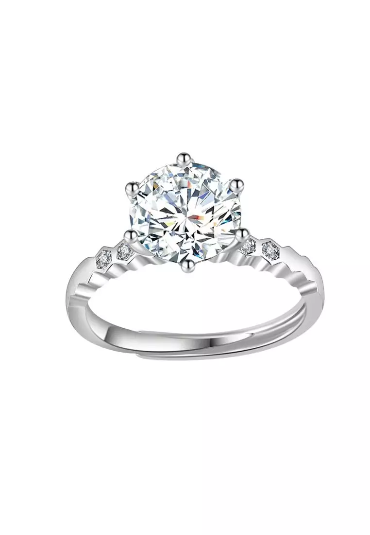 Berlian Moissanite La Margot Ring [GRA CERTIFICATE MOISSANITE DIAMOND] - Cincin 2.0ct Moissanite Diamond 925 Silver Celesta by Her Jewellery