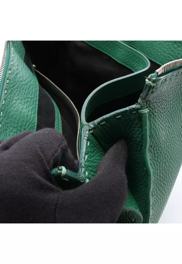 Pre-Loved Fendi Selleria Business bag Briefcase leather green