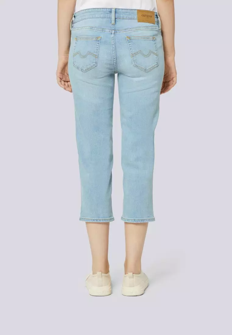 女裝淺藍七分牛仔褲