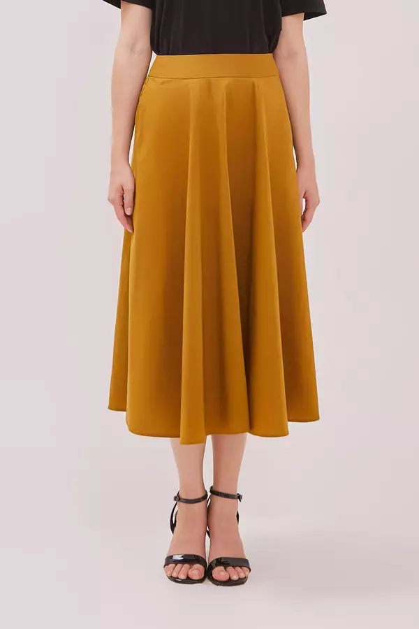 MINIMAL - Kamelie - Rok Midi A line - Brown Warna Brown
