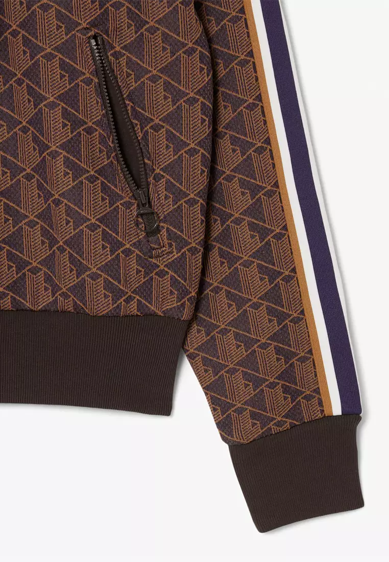 Monogram Jacquard Zip Front Hoodie