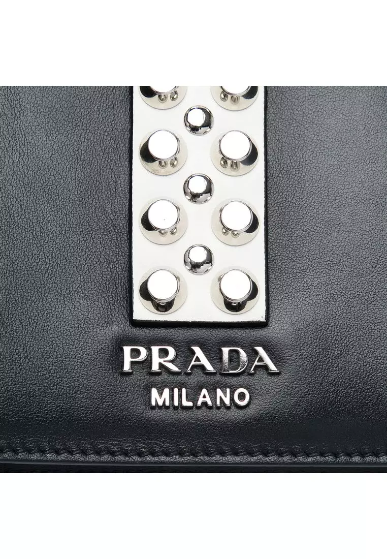 Pre-Loved Prada City Calf And Saffiano Studded Elektra Crossbody