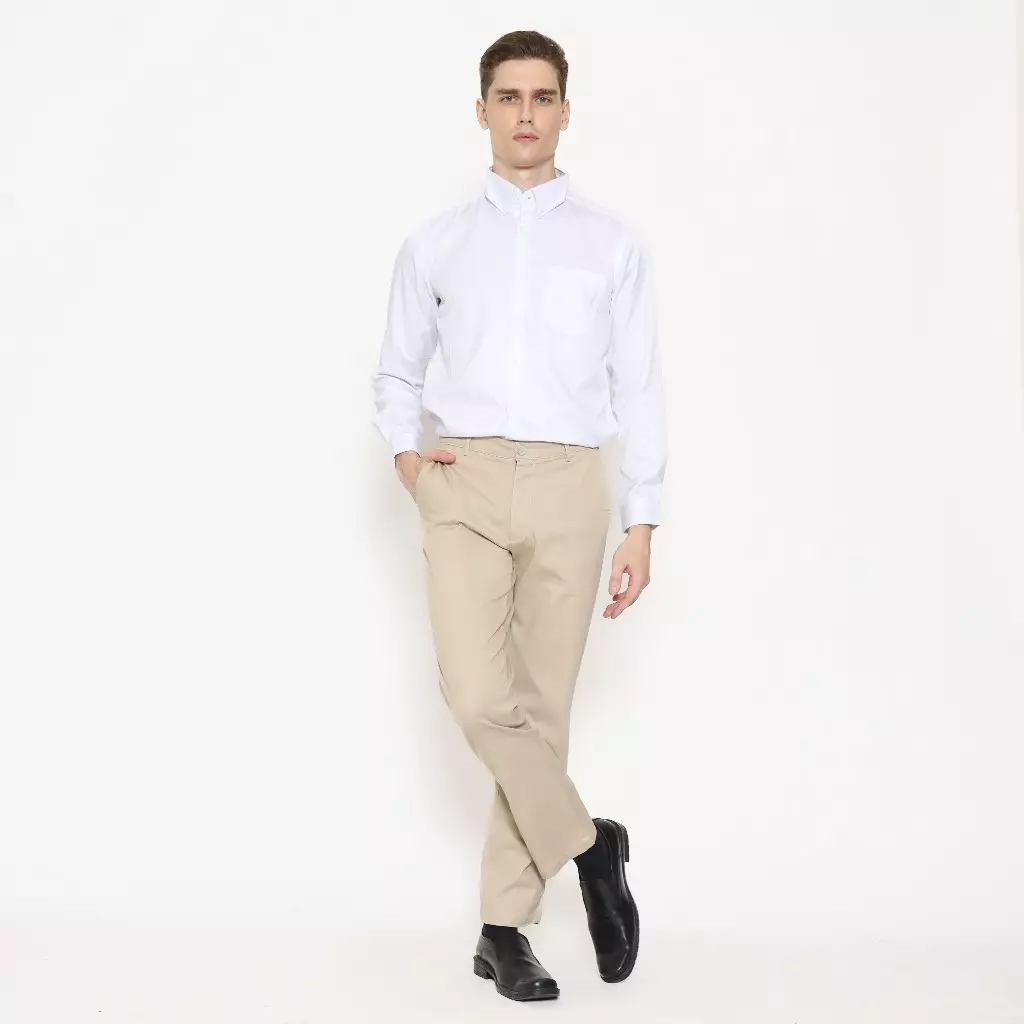 Schoeller Celana Panjang Chinos Pria Slim Fit Cotton Stretch – Cream – S.1-CCSF-O10A-CTS-SF