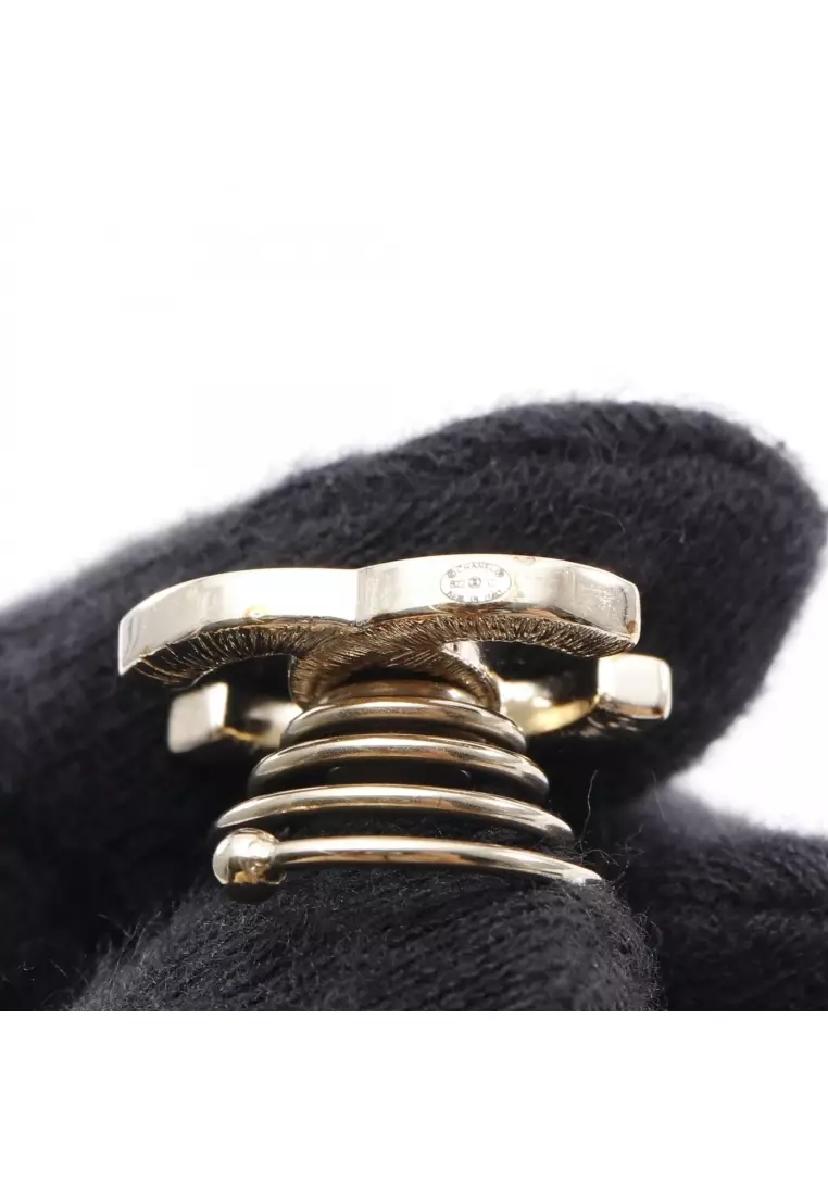 Pre-Loved Chanel coco mark star hair accessory GP Rhinestone gold clear B22C