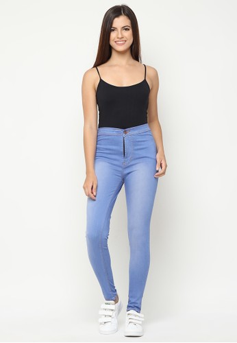 Jual Nuber Petunia Highwaist Celana Jeans Stretch Blue 