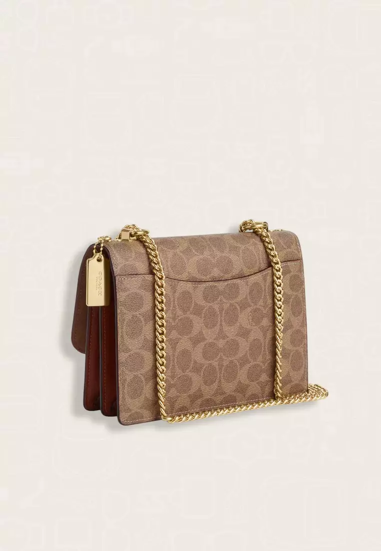 Coach Klare Crossbody Bag In Signature Canvas With Rose Print Tan Multi