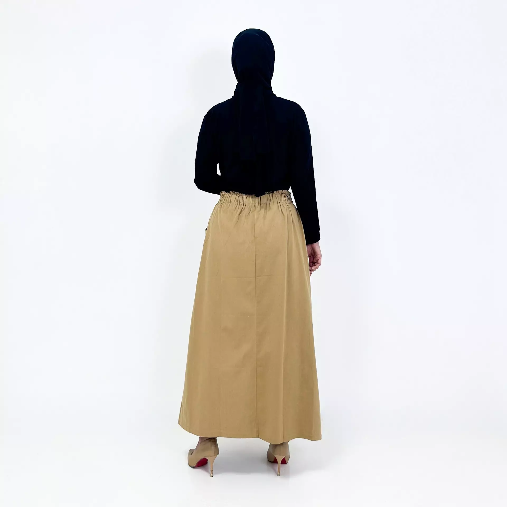Tita Basic Skirt | Fit BB 120 Kg | Rok Panjang Twill Polos Kuliah | Coklat