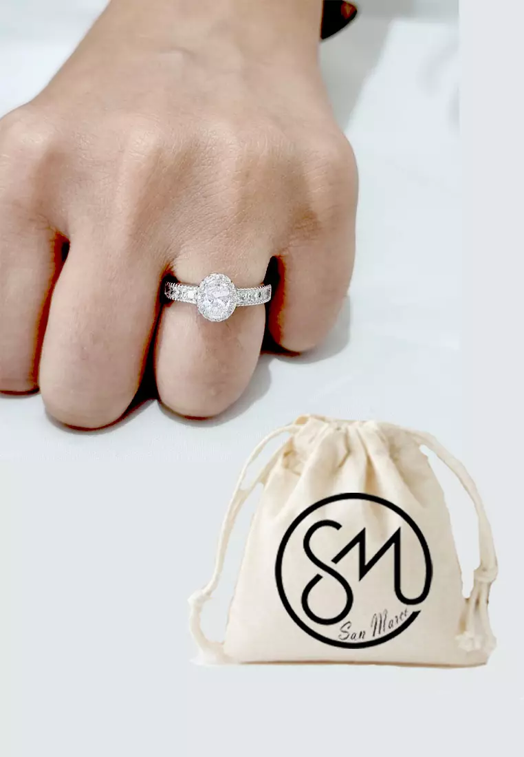 Aksesoris Cincin Wanita Keziya Diamante Embeliished Ring Silver