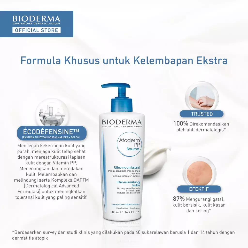 Bioderma Atoderm PP Baume 500 ml - Face / Body Moisturizer untuk Kulit Kering / Sangat Kering / Atopi