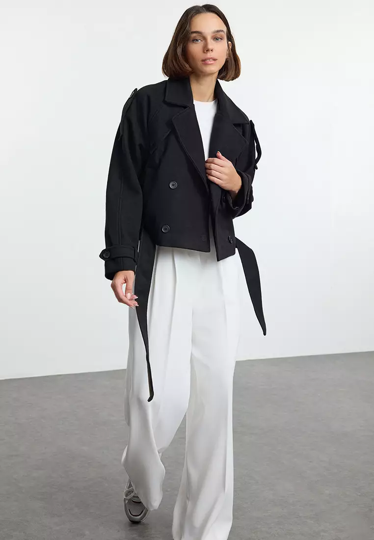 Black Soft Seasonal Short Oversize Coat