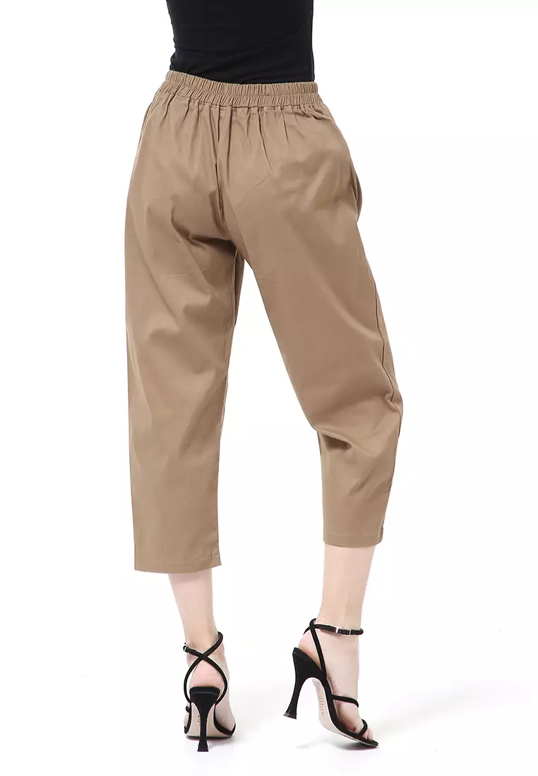 Stella Celana Panjang Wanita Casual Long Pants Korean Style Material Cotton Twill ORIGINAL - Mocca