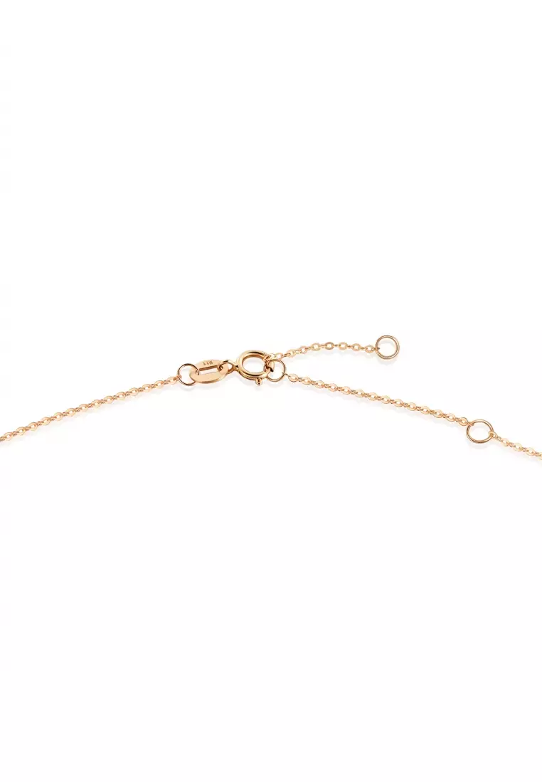 Delicate Gold 18K Yellow & Rose Gold Open Teddy Bear Ruby Necklace for Women 92100N