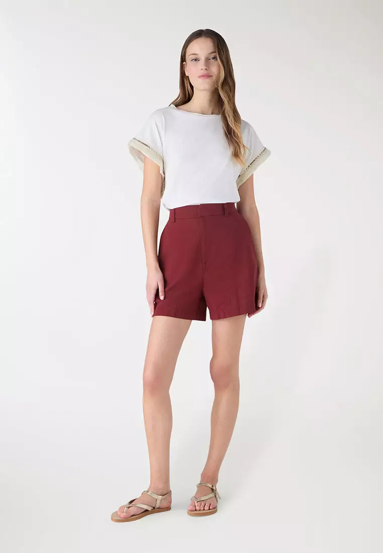 Women's Plain Linen-Effect Shorts