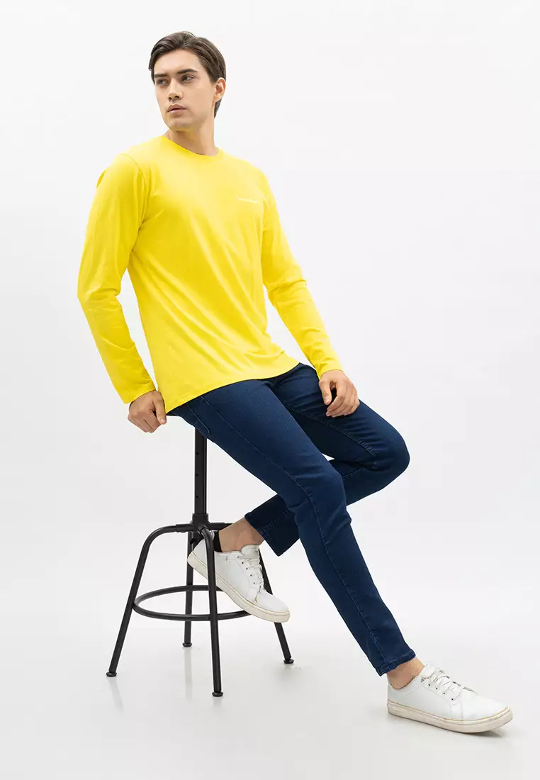 Houseofcuff Kaos Cotton Combed Lengan Panjang Pria Kuning
