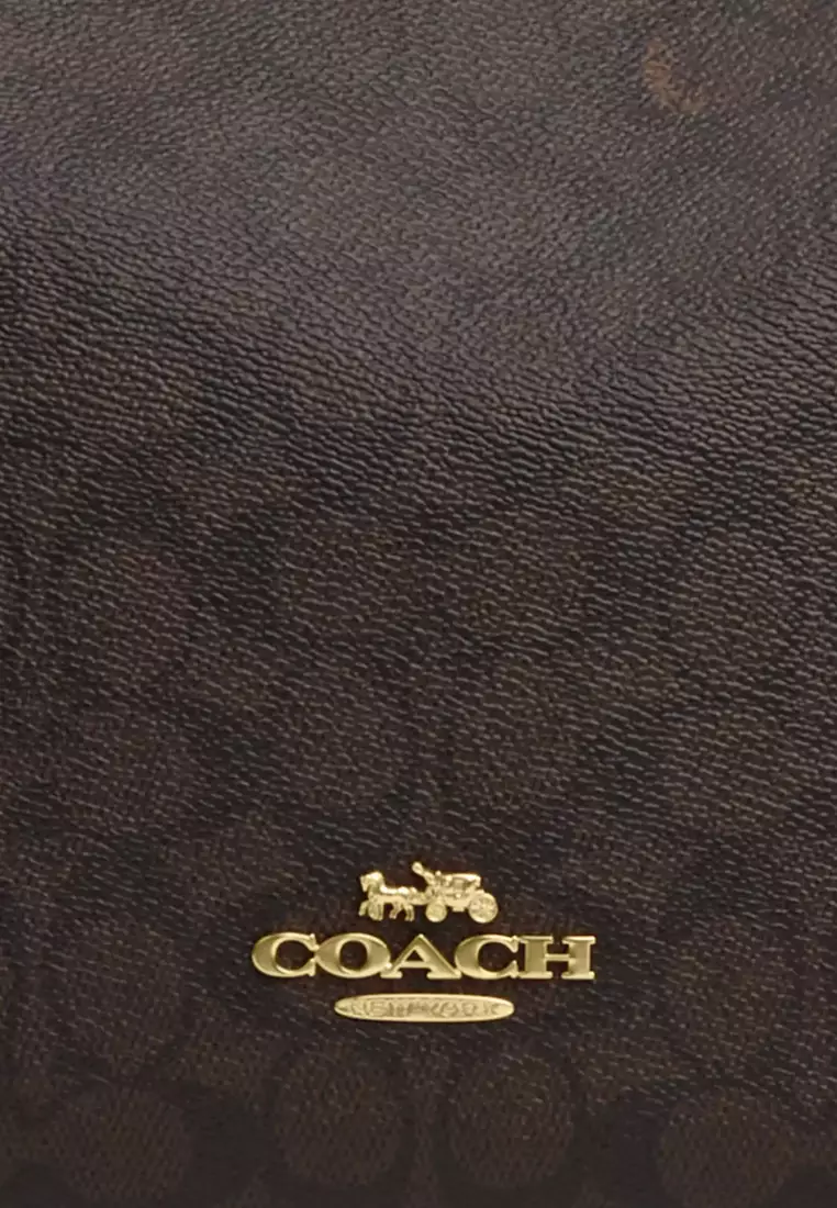 Laurel Large Shoulder Bag In Signature Canvas - Walnut/ Black CY685