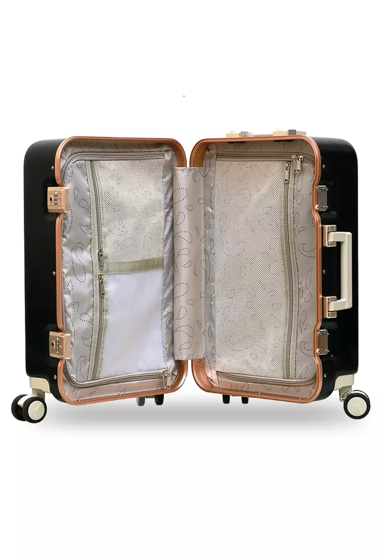 Carlton Tas Koper Alumunium Frame Size 20 Inch Travel Bag Unisex Large Compartment TSA Lock Material Polycarbonate ORIGINAL - Black