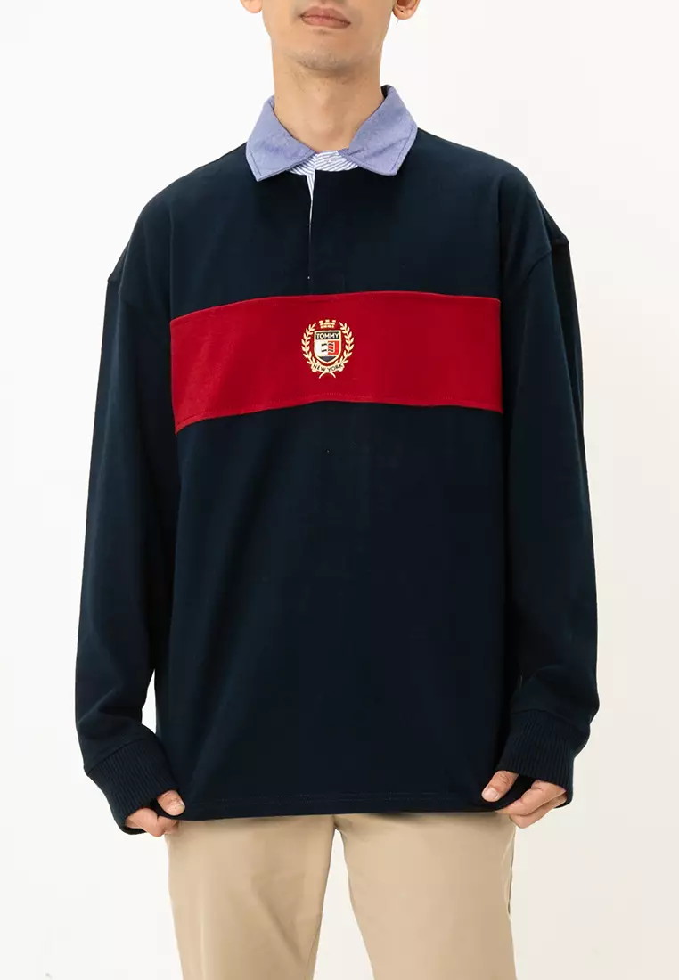 Buy Tommy Hilfiger Colour-Blocked Oversized Rugby Shirt Tommy - Main Image
