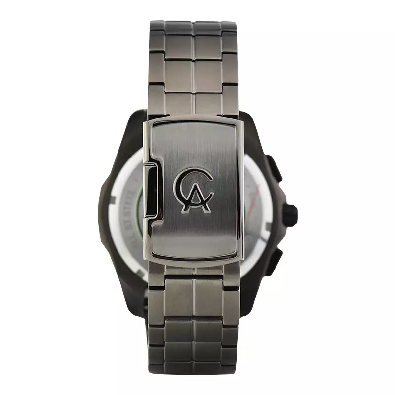 Jam Tangan Pria Alexandre Christie Chronograph AC 6663 MC BEPBA Men Black Dial Gunmetal Stainless Steel Strap