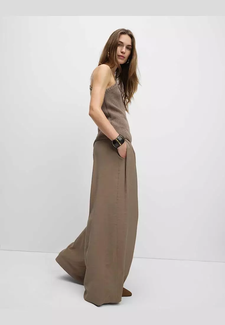 Pure Linen Wide Leg Palazzo Trousers