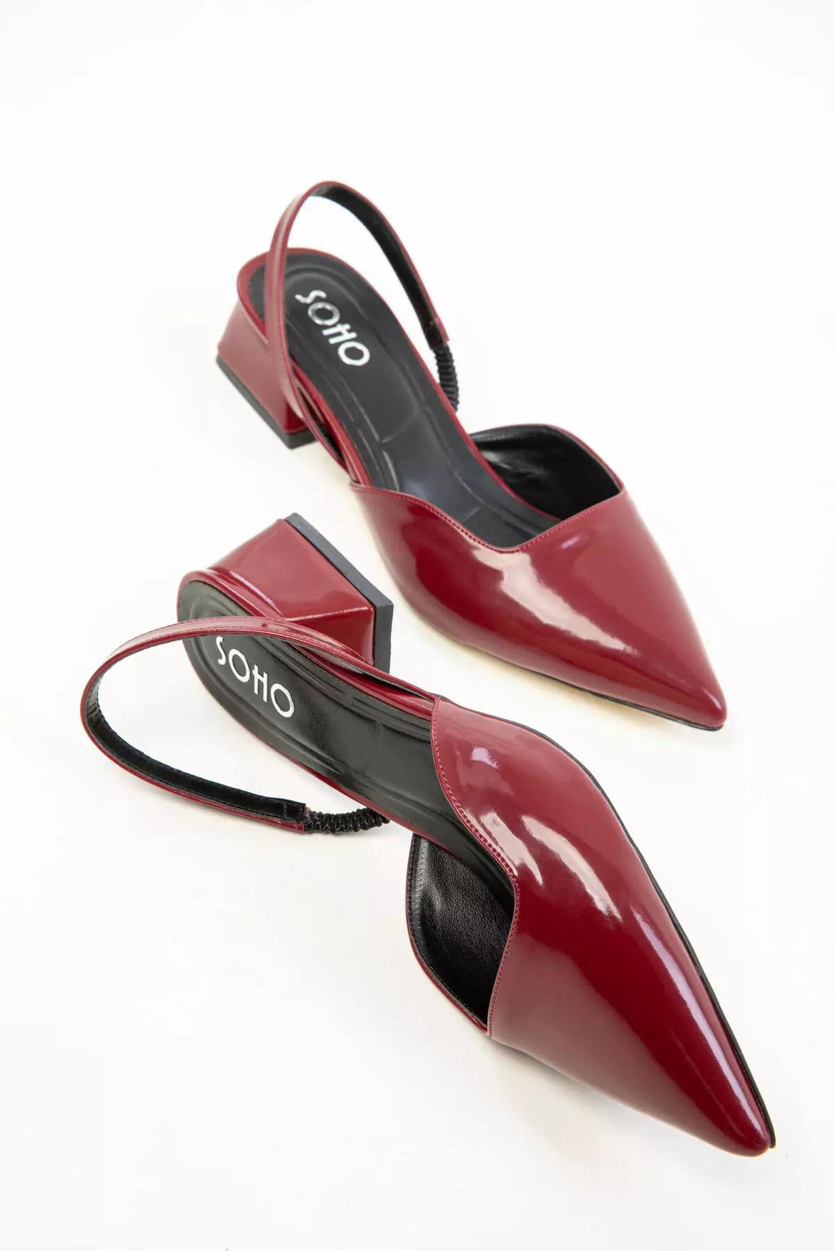 Claret Red Patent Leather Women's Classic Heeled Shoes 20318