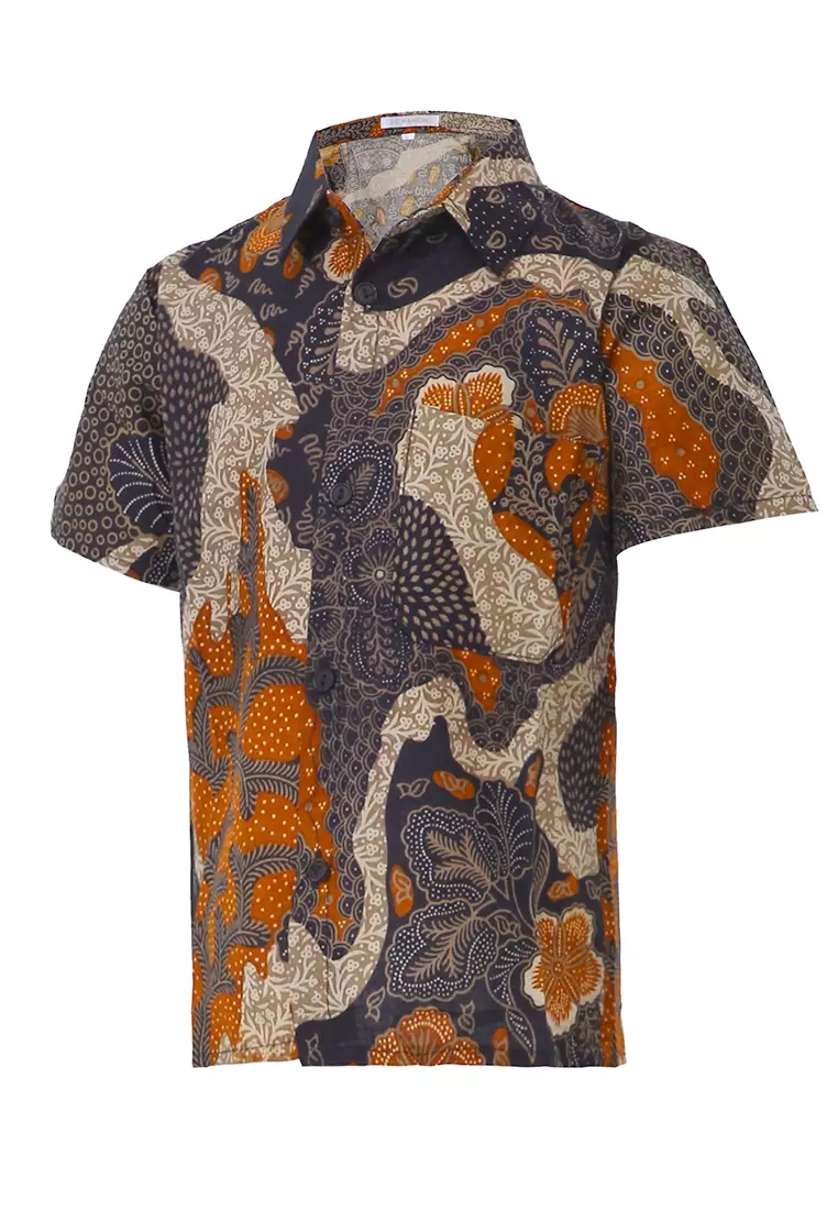 Lucas Kemeja Formal Batik Anak Laki-laki Lengan Pendek Motif Pulau Kids Traditional Shirt Material Cotton ORIGINAL - Multicolor