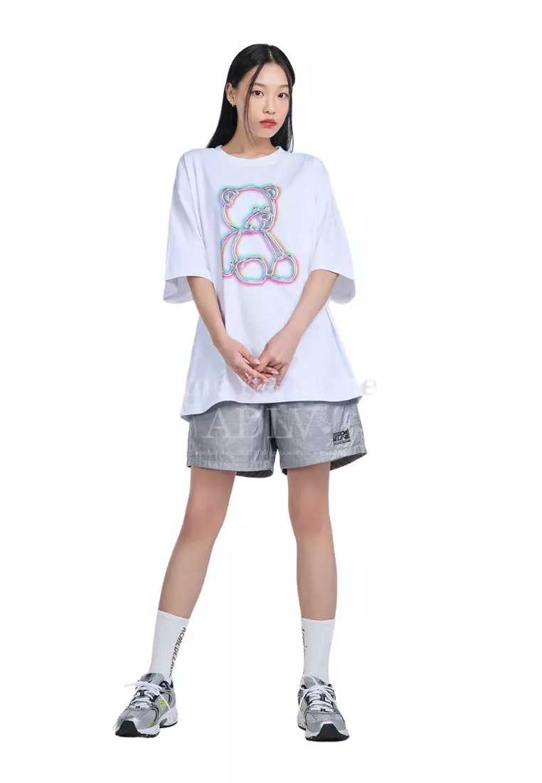 Metal Line Bear Short Sleeve T-Shirt - White