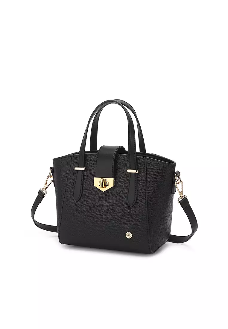 Women's Twist Lock Top Handle Bag / Sling Bag / Crossbody Bag (手拿袋 / 斜孭袋) - 黑色