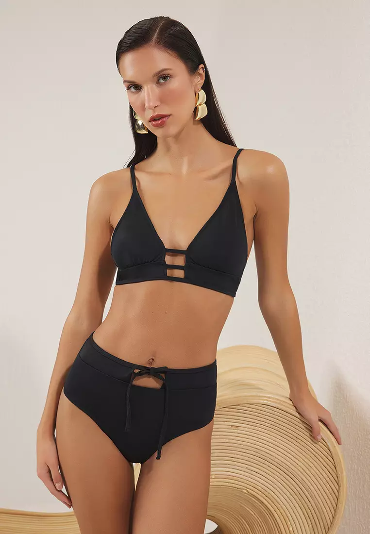 Black Triangle High Waist Regular Bikini Set Tbess25Bt00170