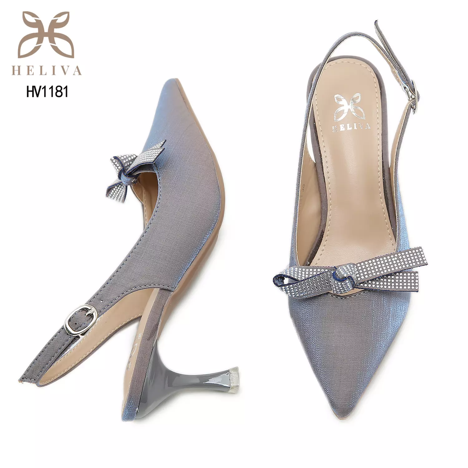 Heliva Vienna High Heels Shimmer Sling Back Bow Accessories Sol 6.5cm HV1181