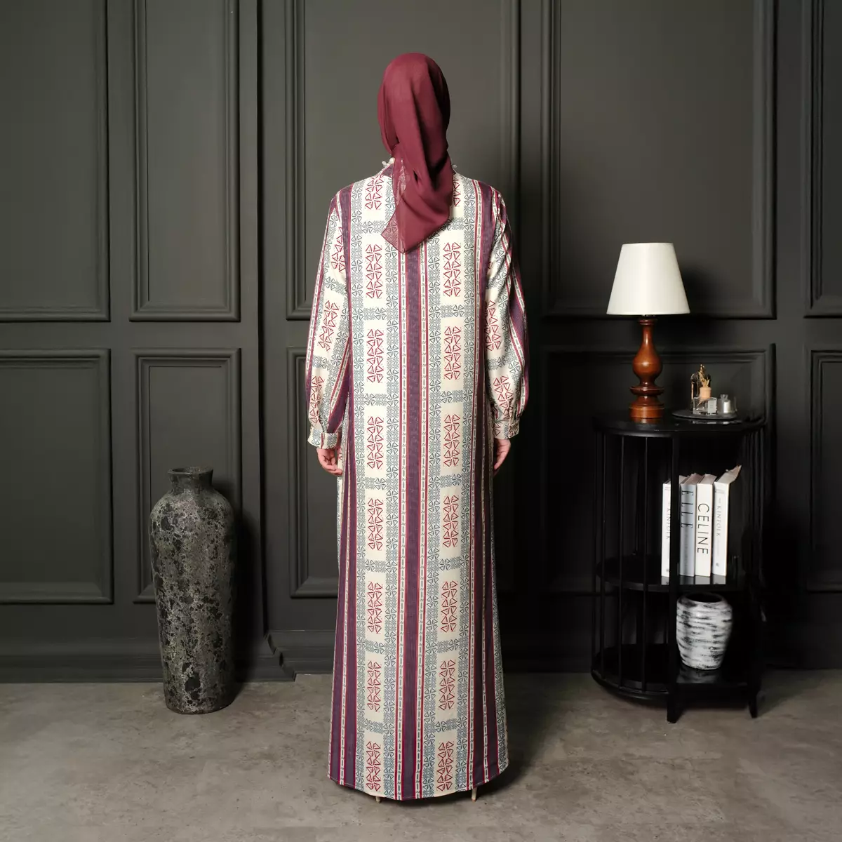 ZM Zaskia Mecca - Marla Maroon Gamis Dress Wanita - Edisi Monogram Lambang