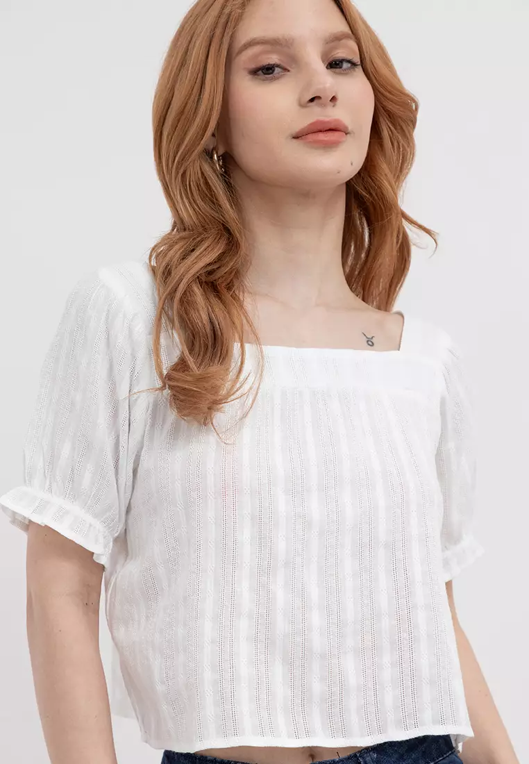 Ladies Neck Puff Sleeve Top