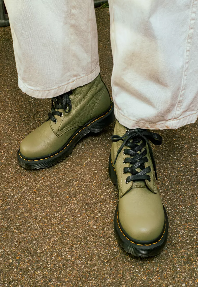 1460 Pascal Virginia Leather Boots Olive Green Women