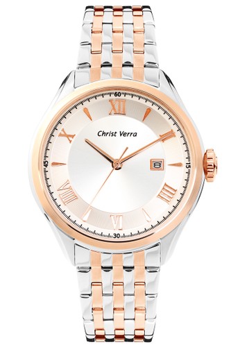 Christ Verra Fashion Men's Watch CV 52205G-14 SLV/SR White Silver Rose Stainless Steel