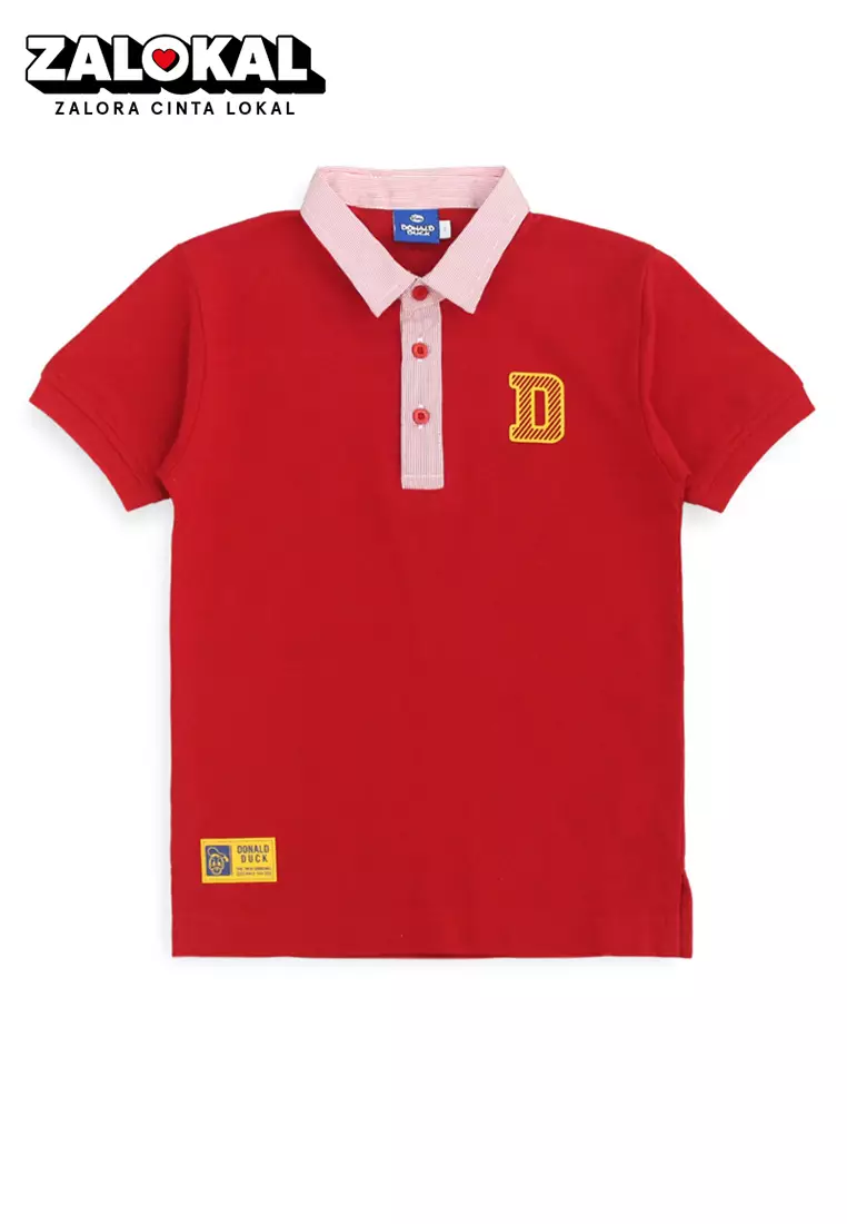 Polo Shirt/ Kaos Polo Anak Laki/ Donald Duck Look Style Red