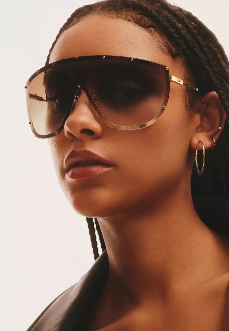 Quay x Sza - On Set Sunglasses - Brushed Gold/Camel