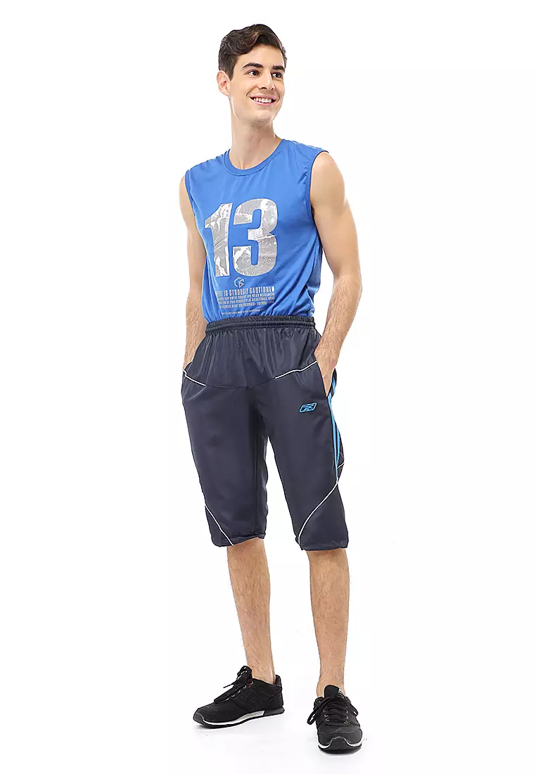 Yume Short Pants Celana Jogger Cycling Sport Pria 3/4 Material Micro Rib-Stop ORIGINAL - Black Blue