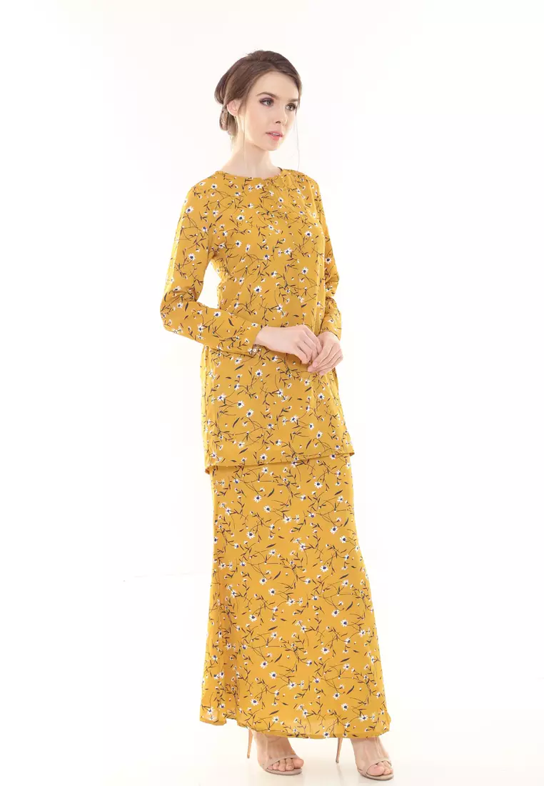 Rina Printed Kurung Gold Flower