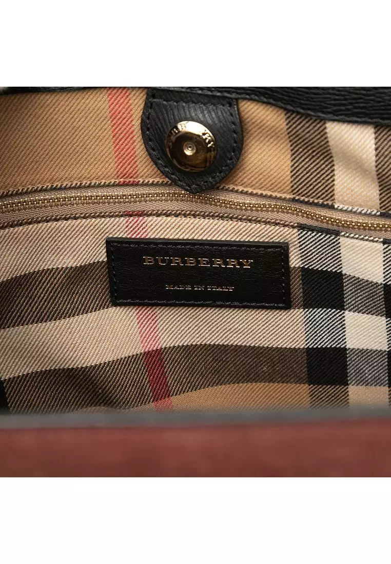Pre-Loved Burberry Large Suede And Calfskin Banner Satchel