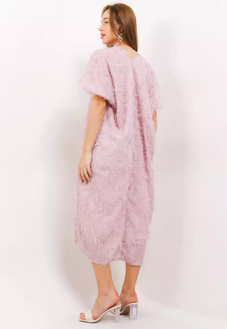 V Neck Furry Kaftan