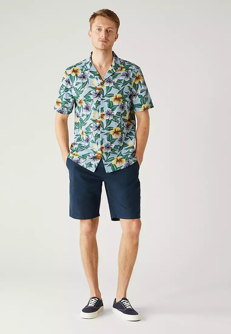 Pure Cotton Floral Revere Shirt
