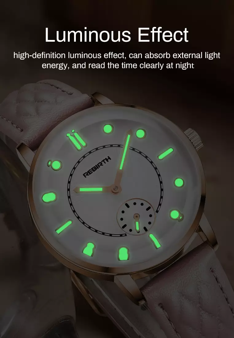 Jam Tangan Wanita Original Anggun Bercahaya Tali Kulit Mode Jam Tangan Cewek pinkwhite