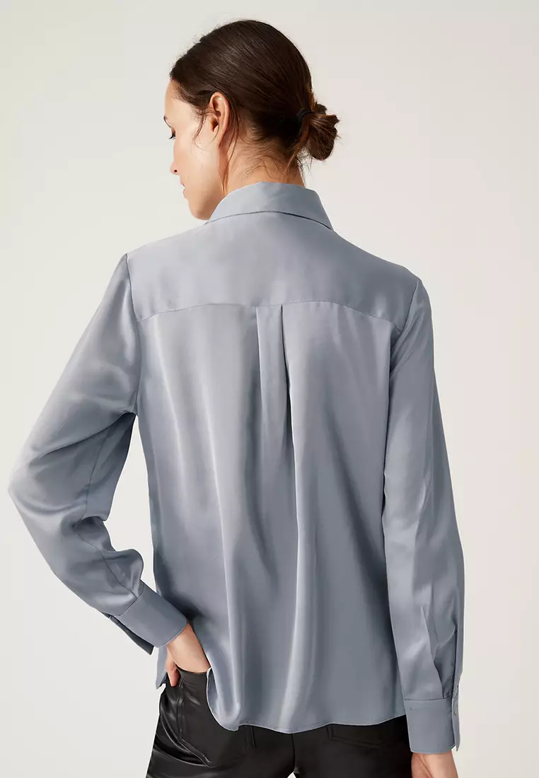 Satin Collared Long Sleeve Shirt