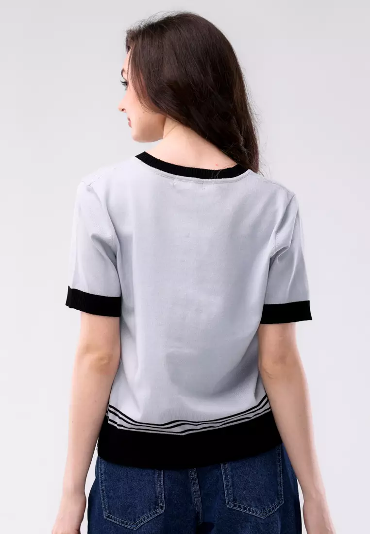 Knitted Short Sleeve Blouse