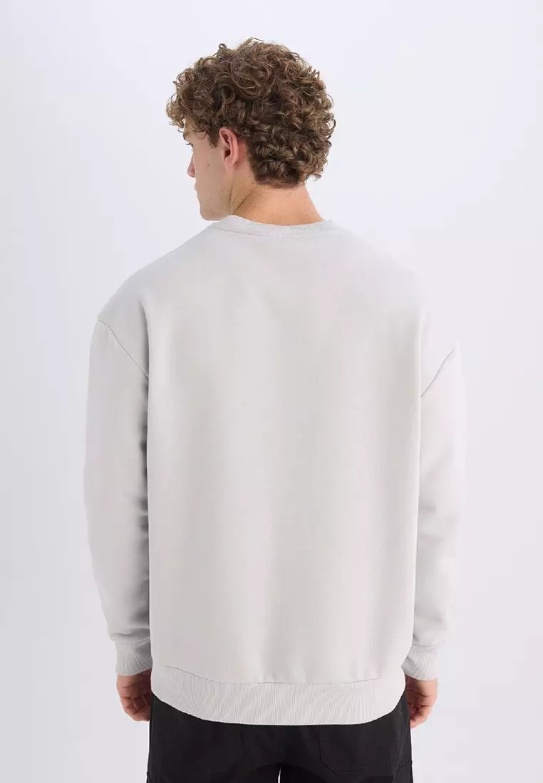 Boxy Fit Crew Neck Printed Sweatshirt