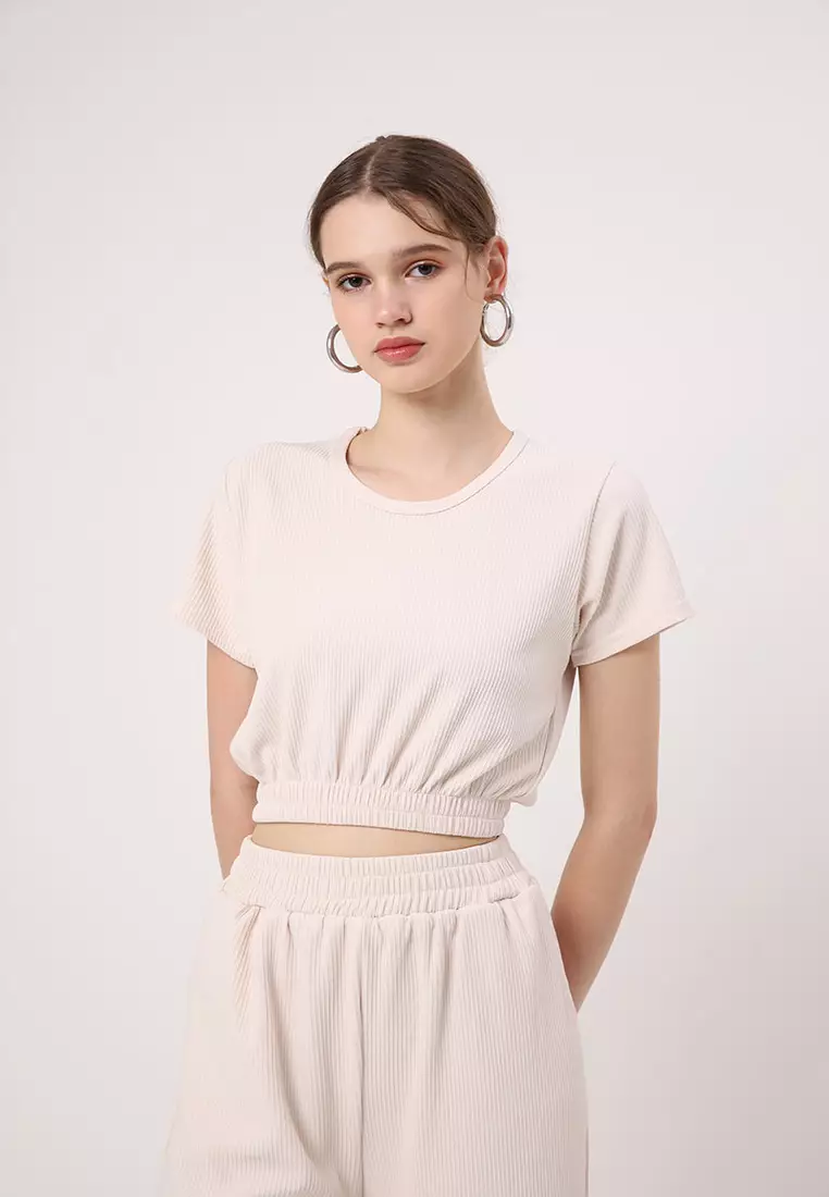 Sofia Onna Knit Crop Tops Ivory